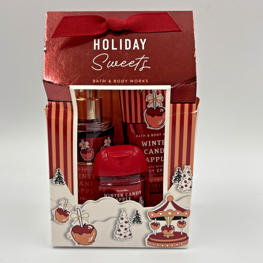 Bath & Body Works Holiday Sweets Winter Candy Apple Gift Set PocketBac Kit